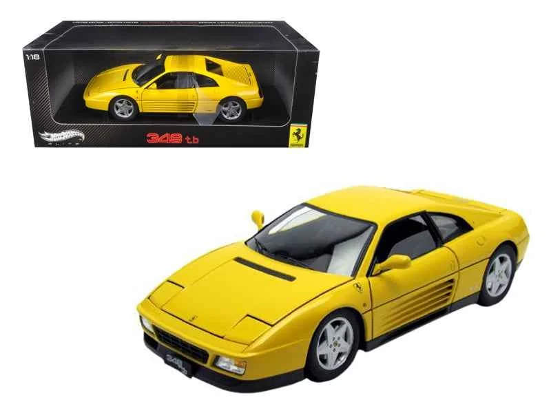 1989 Ferrari 348 TB Yellow Elite Edition 1/18 Diecast Car Model by Hot Wheels - Hotwheels