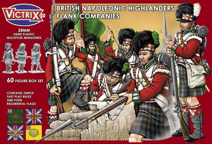 Napoleonic British Highland Flank Companies, 28 mm Scale Model Plastic Figures - Victrix