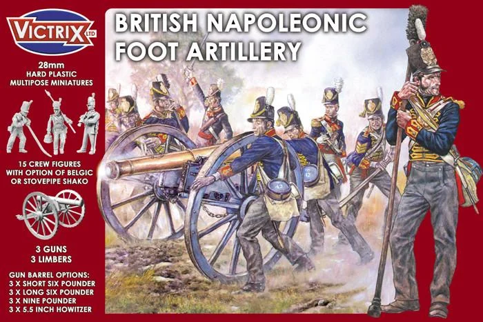 Napoleonic British Foot Artillery, 28 mm Scale Model Plastic Figures - Victrix