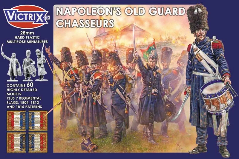 Napoleonic French Old Guard Chasseurs, 28 mm Scale Model Plastic Figures - Victrix