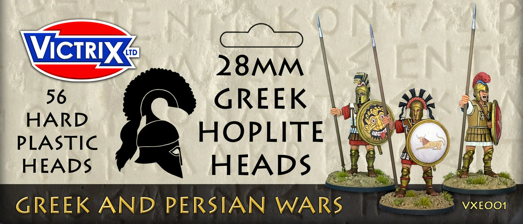 Greek Hoplite Heads, 28 mm Scale Plastic - Victrix