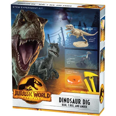 Thames & Kosmos 556001 Jurassic World: Dominion Dinosaur Dig - Blue, T. Rex, and Amber