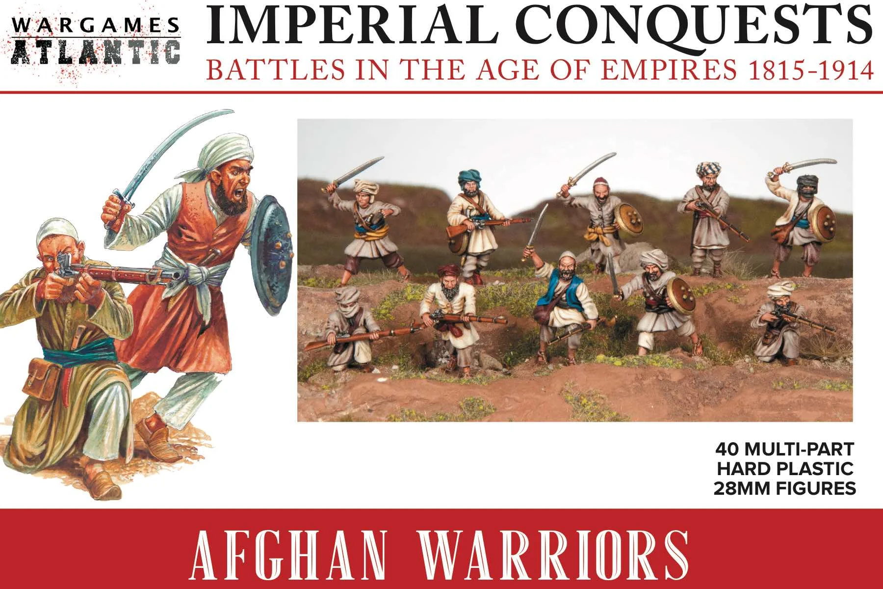 Wargames Atlantic Afghan Warriors 28 mm Scale Model Plastic Figures