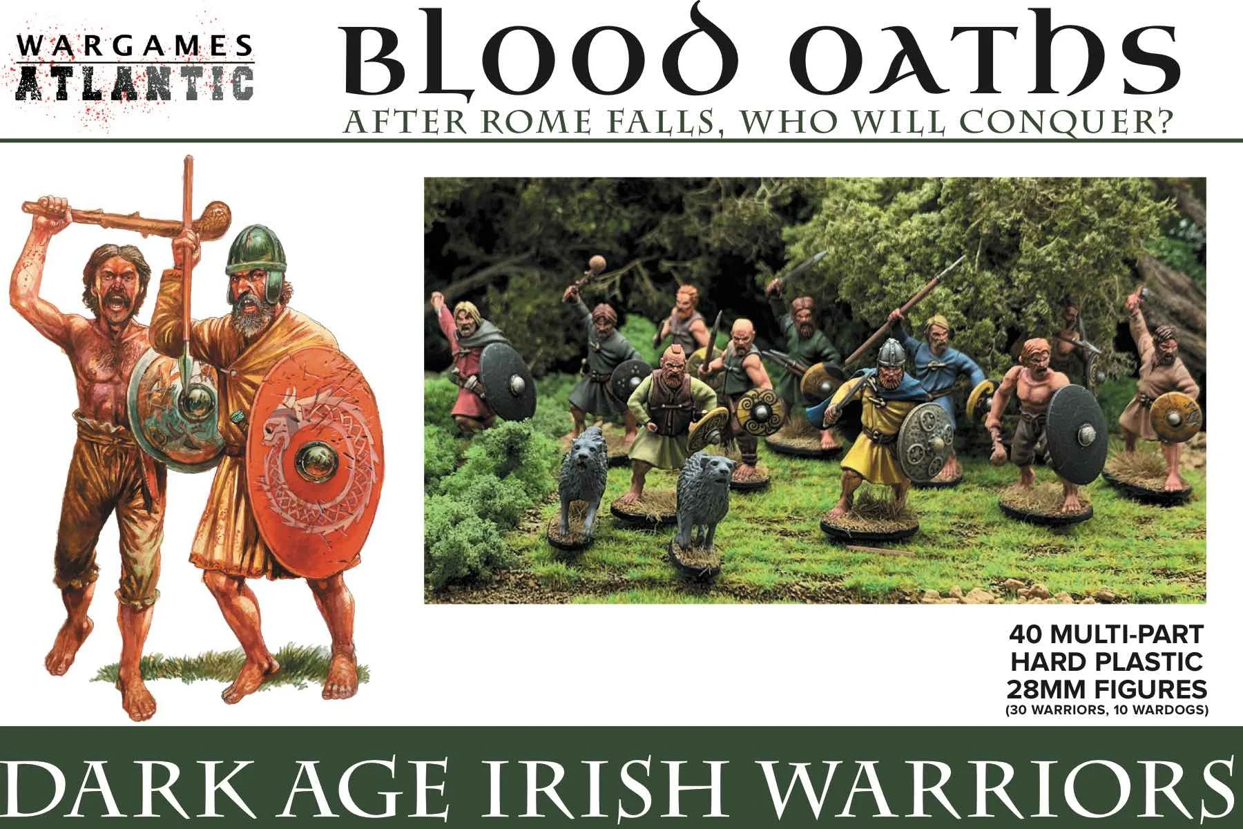 Dark Age Irish Warriors, 28 mm Scale Model Plastic Figures - Wargames Atlantic