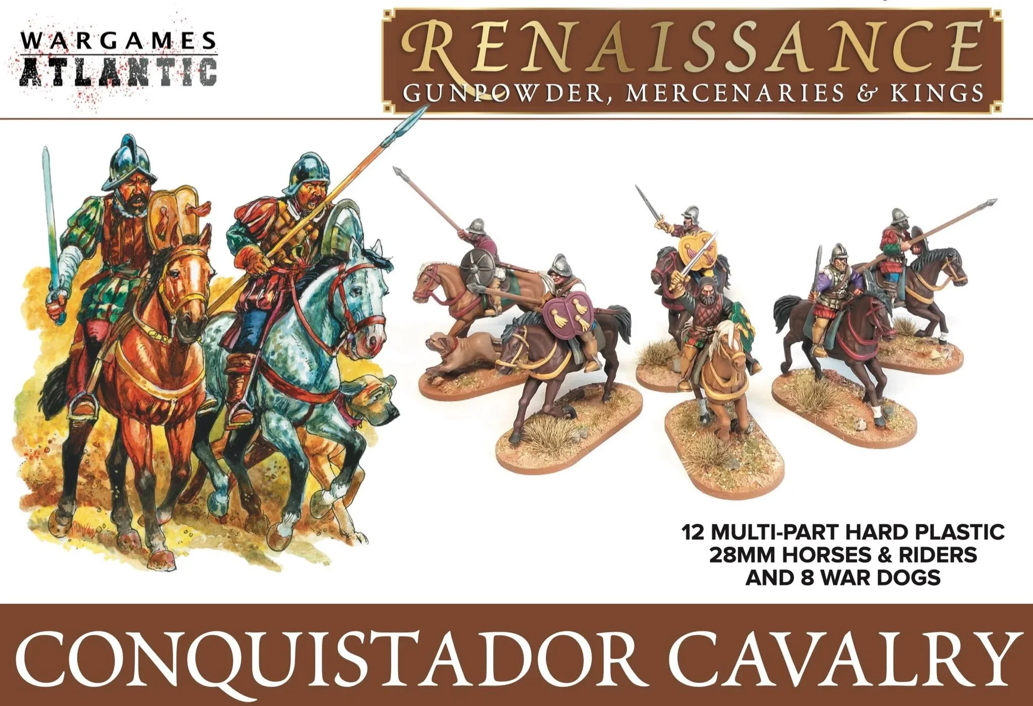 Wargames Atlantic Conquistador Cavalry 28 mm Scale Model Plastic Figures