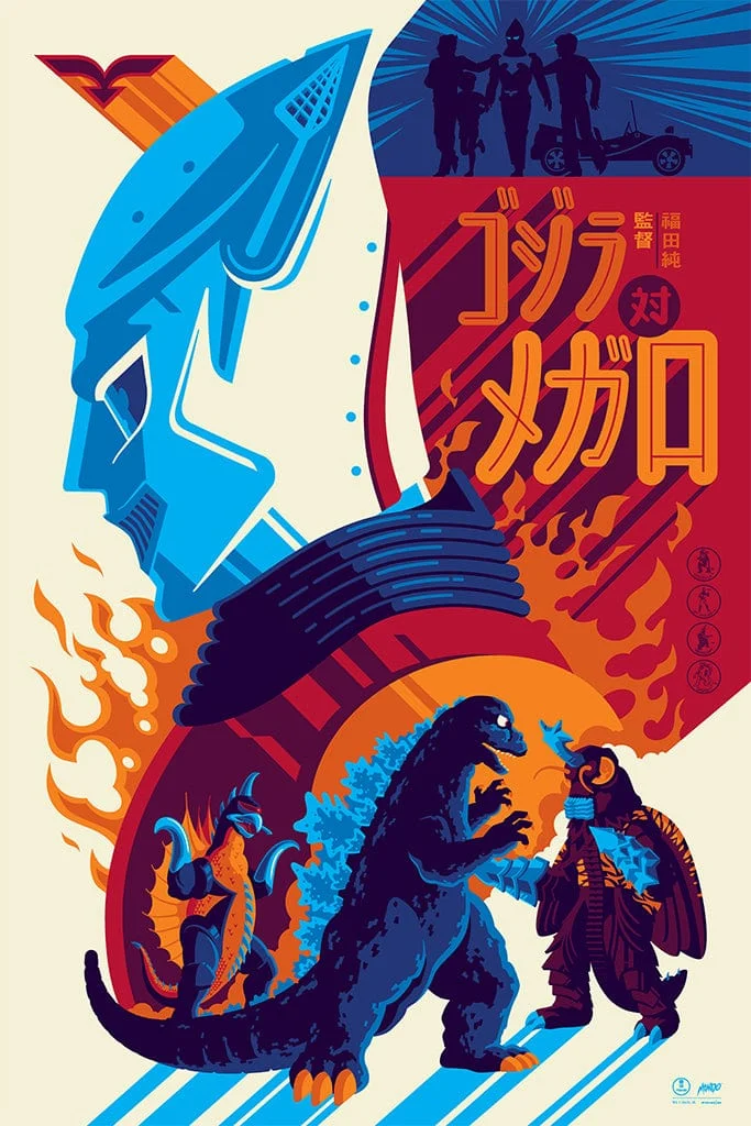 Godzilla Vs Megalon (Variant) Screenprinted Poster - Tom Whalen
