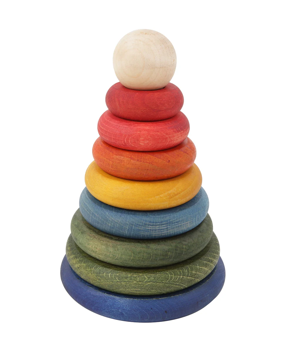 Rainbow Colored Round Stacker - Wooden Story