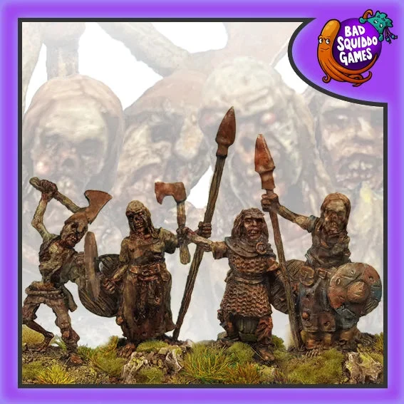 Zombie Shieldmaiden Warriors 28 mm Scale Model Metal Figures - Bad Squiddo Games