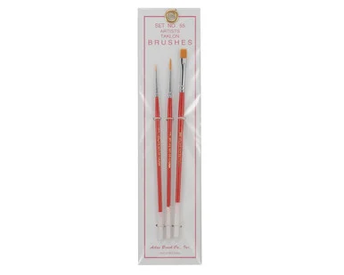 Atlas Brush #55 Flat 1 Taklon Detailing Brushes (3) - Atlas Brush Company