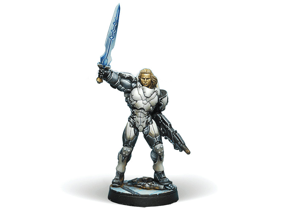 Infinity ALEPH Achilles v2 (Hoplite Armor) (Multi Rifle, CCW) Miniature Game Figure - Corvus Belli
