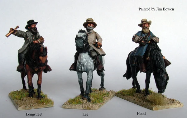 American Civil War Confederate Mounted Commanders (Lee, Longstreet, Hood), 28 mm Scale Model Metal Figures - Perry Miniatures