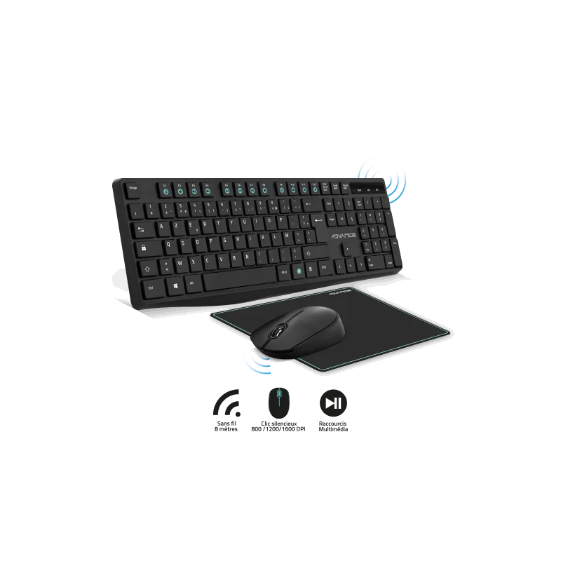 Pack azerty keyboard, wireless mouse and gaming mouse pad - Elite- Combo