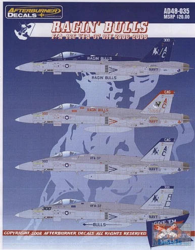 AFD48035 1:48 Afterburner Decals F-18C Hornet VFA-37 Ragin' Bulls OIF 2006-2008 #48035
