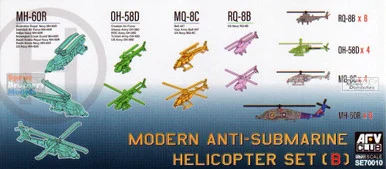 AFV70010 1:700 AFV Club Modern Anti-Submarine Helicopters Set B