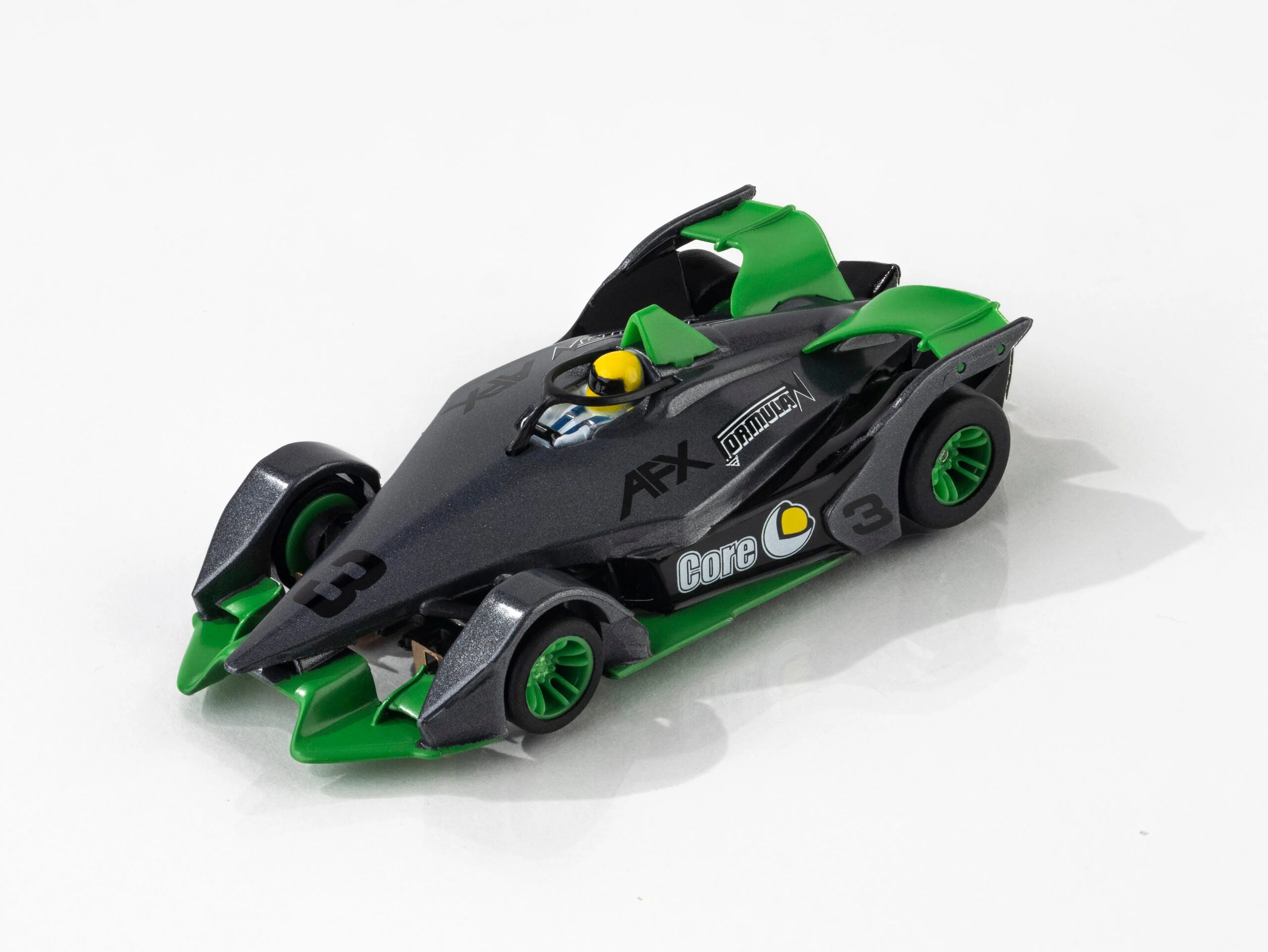 AFX Racing 2024 Formula N #3 Silver/Green HO Slot Car – 1:64 Scale with Mega G+ Chassis