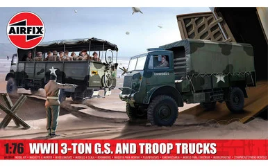 1/76 Airfix WWII 3-Ton G.S. & Troop Trucks Plastic Model Kit