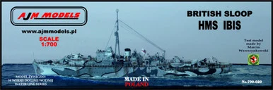 1/700 AJM Models Scale Hms Ibis, British Sloop, Model Zywiczny