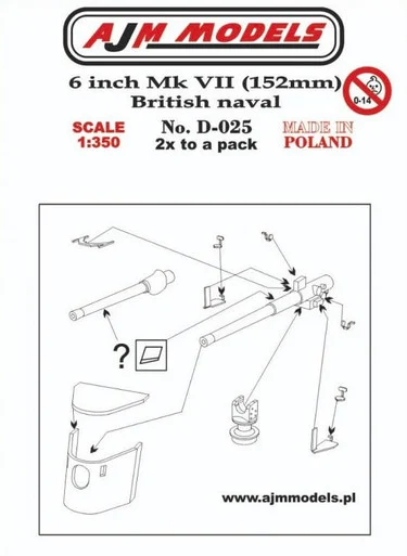 1/350 AJM Models Scale British 6 inch MK 7 naval gun (152 mm)