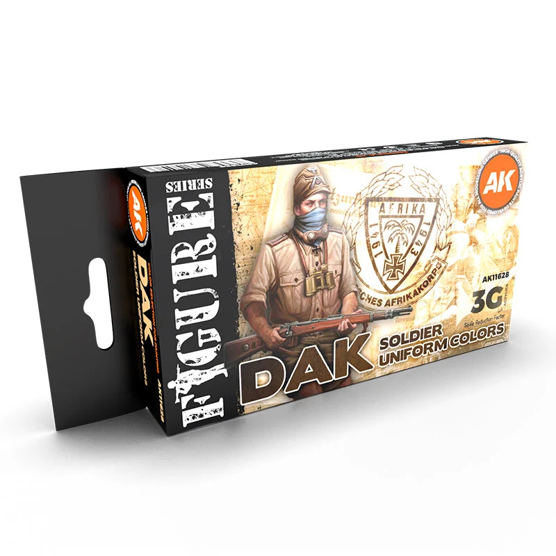 AK Interactive 3rd Generation Figures Series: WWII DAK Soldier Uniform Colors Set (AK11628) – 6 x 17ml