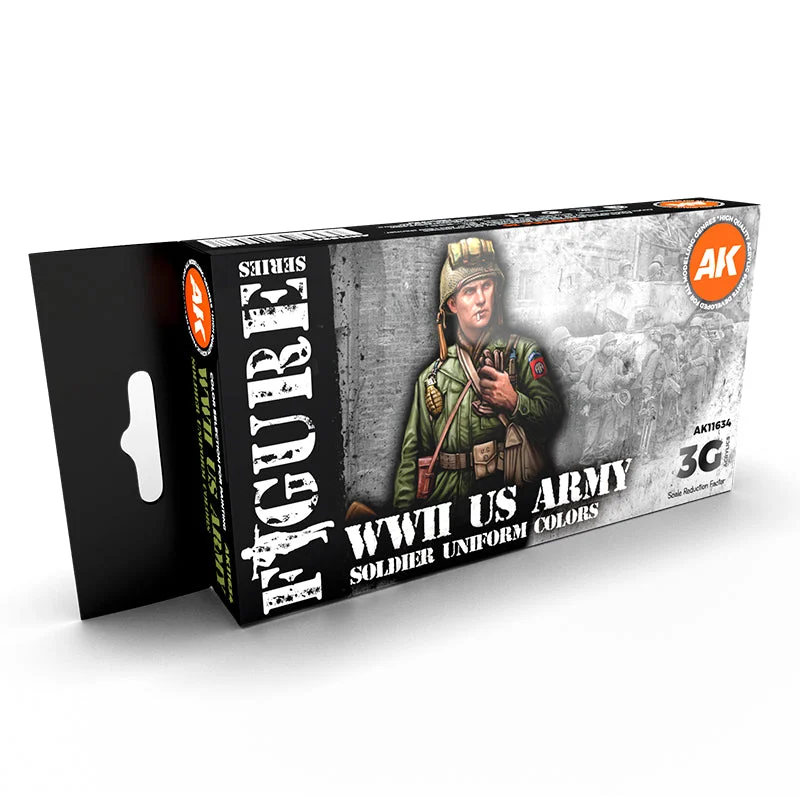 AK Interactive 3rd Gen Figures Series: WWII US Army Soldier Uniform Colors Set (AK11634) – 6 x 17ml