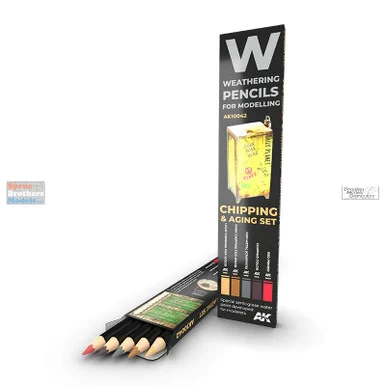 AKI010042 AK Interactive Weathering Pencils - Chipping & Aging Set