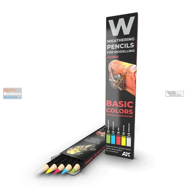 AKI010045 AK Interactive Weathering Pencils - Basic Colors: Shading & Demotion Set