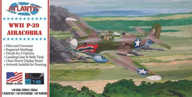 1/46 Atlantis P-39 Bell Airacobra WWII Fighter Plastic Model Kit