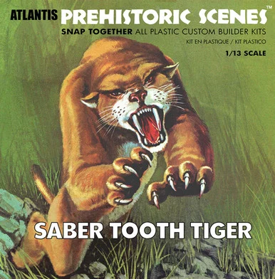 1/13 Atlantis Prehistoric Scenes Saber Tooth Tiger Plastic Model Kit - Atlantis Models