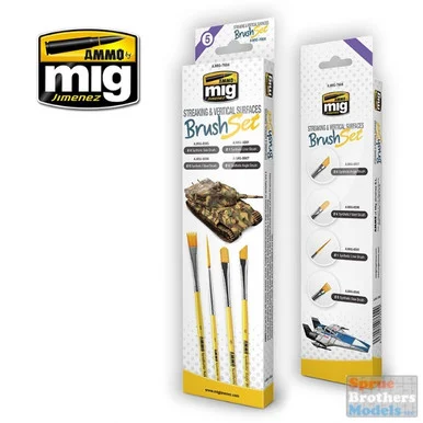 AMM7604 AMMO by Mig - Streaking & Vertical Surfaces Brush Set