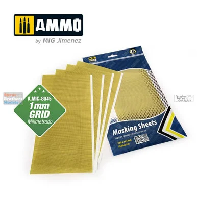 AMM8045 AMMO by Mig - Masking Sheets with 1mm Grid (5pcs at 290mm/11.4in x 145mm/5.7in)