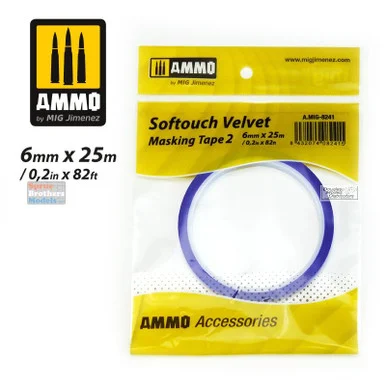 AMM8241 AMMO by Mig - Softouch Velvet Masking Tape #2 (6mm/0.2in x 25m/82ft)