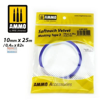 AMM8242 AMMO by Mig - Softouch Velvet Masking Tape #3 (10mm/0.4in x 25m/82ft)