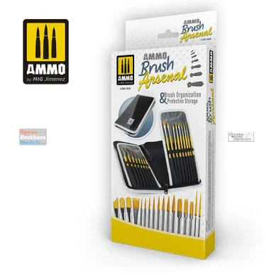 AMM8580 AMMO by Mig - Brush Arsenal (Brush Organizer & Protective Storage) with 17 Brushes