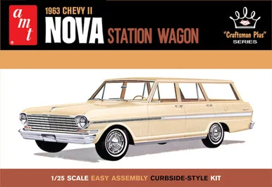 AMT 1202 1963 Chevy II Nova Station Wagon Craftsman Plus Series 1/25 Scale Model Kit