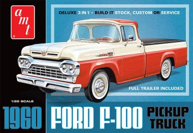 1/25 AMT 1960 Ford F-100 Pickup w/TrailerNEW TOOLING Plastic Model Kit