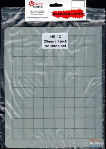 ANMHS0013 Anarchy Models HS Stencil System - #13 25mm / 1 inch Squares Set