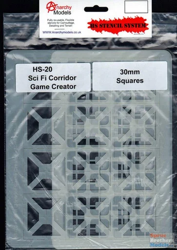 ANMHS0020 Anarchy Models HS Stencil System - #20 Sci Fi Corridor Game Creator 30mm Squares