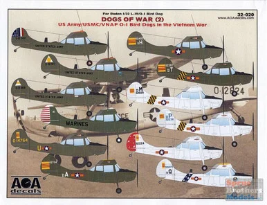 AOA32020 1:32 AOA Decals - Dogs of War Part 2: US Army/USAF/VNAF O-1 Bird Dogs of the Vietnam War