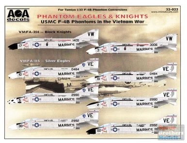 AOA32022 1:32 AOA Decals - USMC F-4B Phantom II in the Vietnam War - VMFA-314 Black Knights / VMFA-115 Silver Eagles