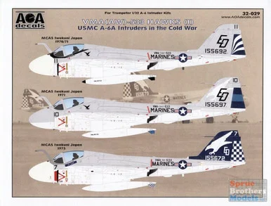 AOA32029 1:32 AOA Decals - USMC A-6A Intruders in the Cold War - VMA(AW)-553 Hawks Part 1