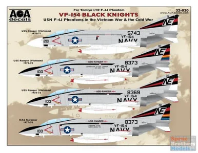 AOA32030 1:32 AOA Decals - USN F-4J Phantoms in the Vietnam War & Cold War - VF-154 Black Knights