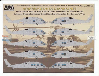 AOA35002 1:35 AOA Decals - USN Seahawk Family Airframe Data & Markings (SH-60B SH-60F HH-60H MH-60R MH-60S)