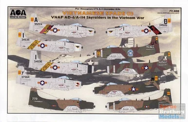 AOA72008 1:72 AOA Decals - VNAF AD-6 / A-1H Skyraiders in the Vietnam War 'Vietnamese Spads' Part 1