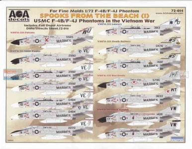 AOA72014 1:72 AOA Decals - USMC F-4B F-4J Phantoms in the Vietnam War 'Spooks from the Beach (I)'