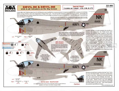 AOASS001 1:32 1:48 1:72 AOA Decals - USN A-6E Intruders on the Big Screen: Devil 501 & Devil 505