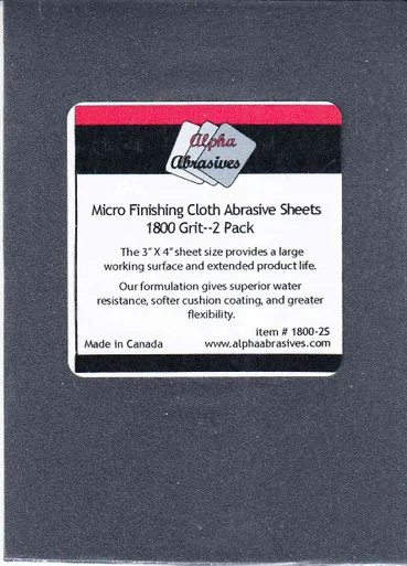 APA01800-2S Alpha Abrasives Micro Finishing Cloth Abrasive Sheets - 1800 grit (2 pack)