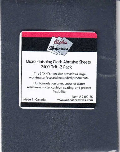 APA02400-2S Alpha Abrasives Micro Finishing Cloth Abrasive Sheets - 2400 grit (2 pack)