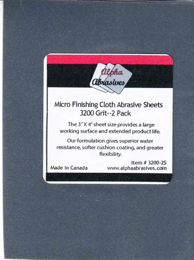 APA03200-2S Alpha Abrasives Micro Finishing Cloth Abrasive Sheets - 3200 grit (2 pack)