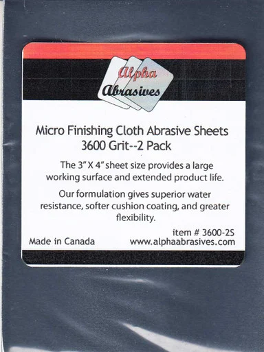 APA03600-2S Alpha Abrasives Micro Finishing Cloth Abrasive Sheets - 3600 grit (2 pack)
