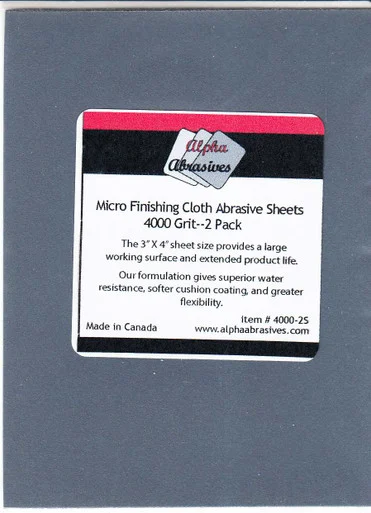 APA04000-2S Alpha Abrasives Micro Finishing Cloth Abrasive Sheets - 4000 grit (2 pack)